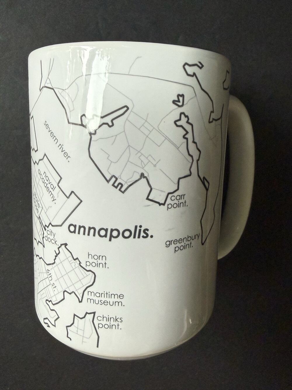 Annapolis Map Mug White Black Maryland Coffee Tea Classic Minimalist City